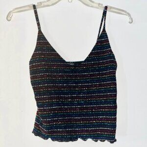 Forever 21 Sparkly Jewel Tone Striped Cropped Cami, Small